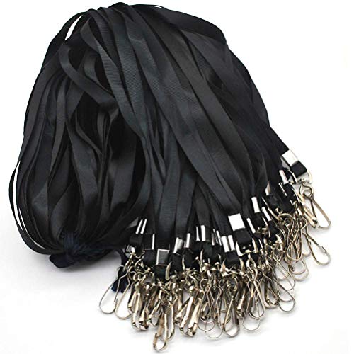 Beebel Black Lanyard Bulk Lanyards for Id Badges Flat Lanyard with Badge Clip Swivel Hook 50 Pack - Image 1