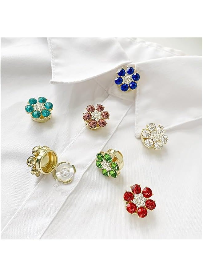 Rhinestone on Covers, on Covers for Women Blouses, Detachable Shirt on Clips ons Jewelry, Crystal Fancy ons for Clothing Decorative ons for Crafting, DIY (18PCS) H  - Image 2