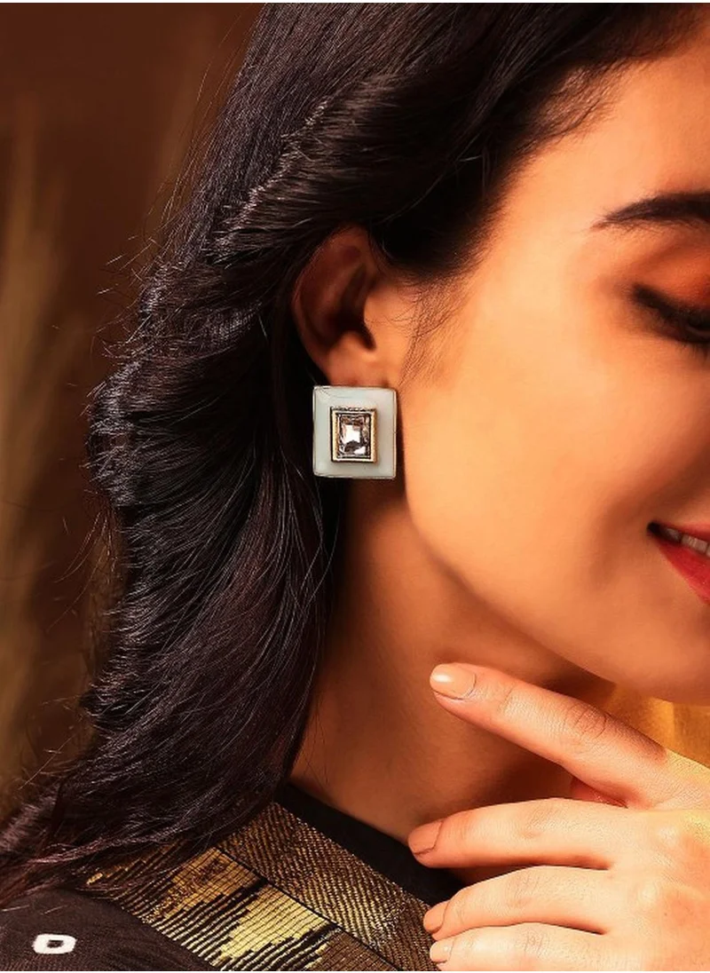 Priyaasi Kundan-Studded Geometric Studs Earrings