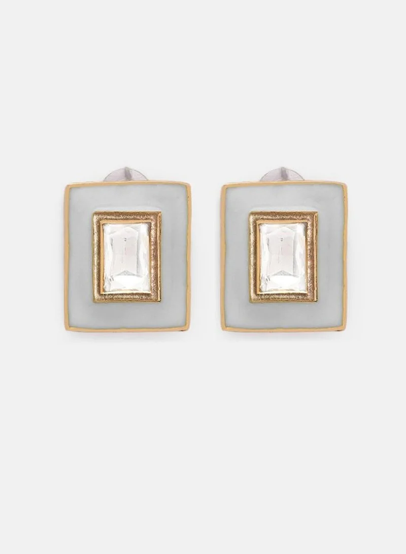 Priyaasi Kundan-Studded Geometric Studs Earrings