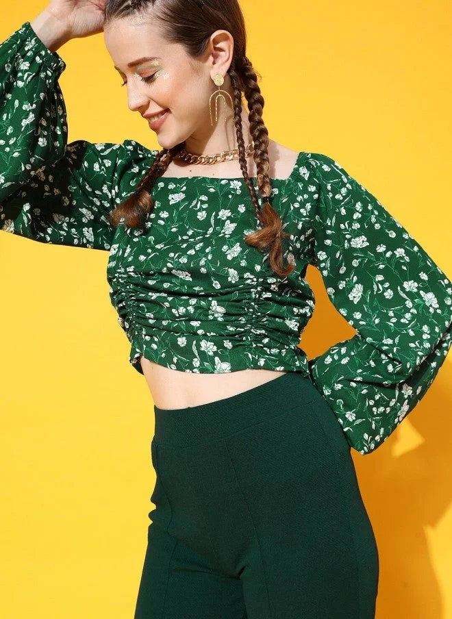 STREET 9  Gorgeous Green Floral Top for Women for Women | Best Price UAE