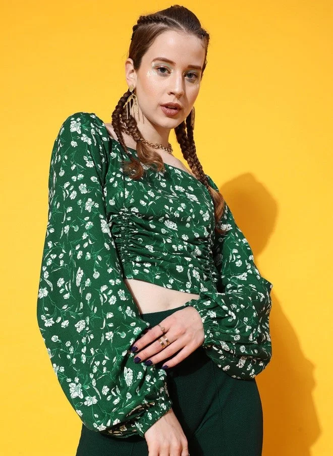 STREET 9 Gorgeous Green Floral Top for Women