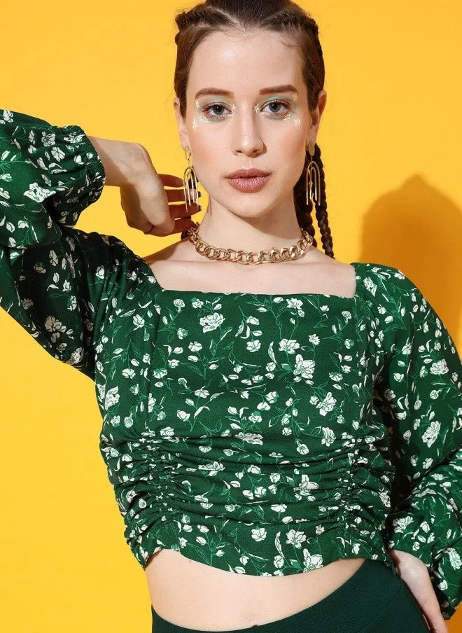 STREET 9  Gorgeous Green Floral Top for Women for Women | Best Price UAE