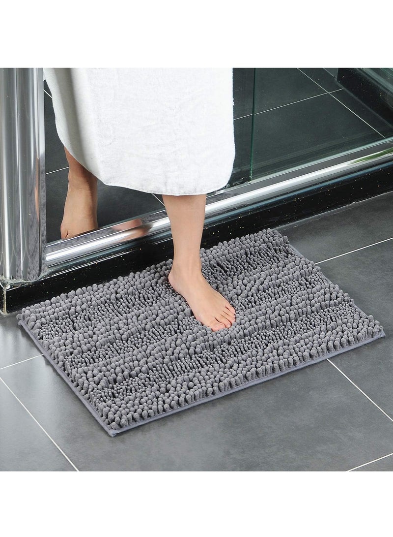 TYCOM Bathroom Rugs Bath Mat, 50x80cm, Non-Slip Soft Plush Microfiber Shower Carpet Rug, Machine Washable Quick Dry Ultra Bath Mats for Tub, Bathroom and Shower - Mixed Fiber Dark Grey - Image 1