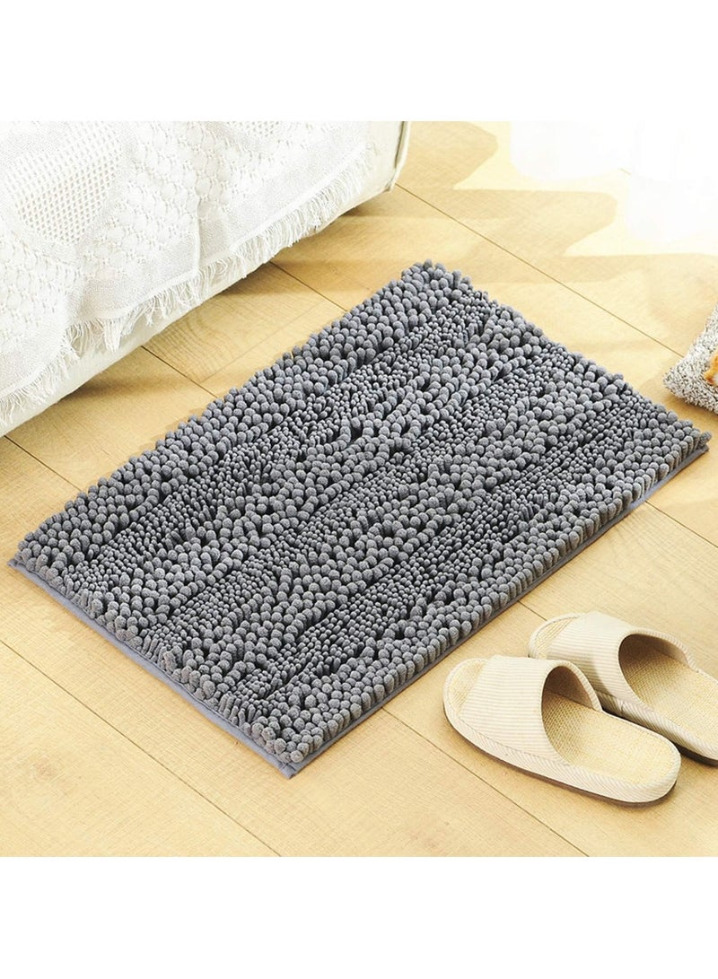 TYCOM Bathroom Rugs Bath Mat, 50x80cm, Non-Slip Soft Plush Microfiber Shower Carpet Rug, Machine Washable Quick Dry Ultra Bath Mats for Tub, Bathroom and Shower - Mixed Fiber Dark Grey - Image 4