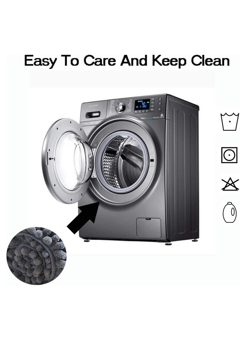 TYCOM Bathroom Rugs Bath Mat, 50x80cm, Non-Slip Soft Plush Microfiber Shower Carpet Rug, Machine Washable Quick Dry Ultra Bath Mats for Tub, Bathroom and Shower - Mixed Fiber Dark Grey - Image 5