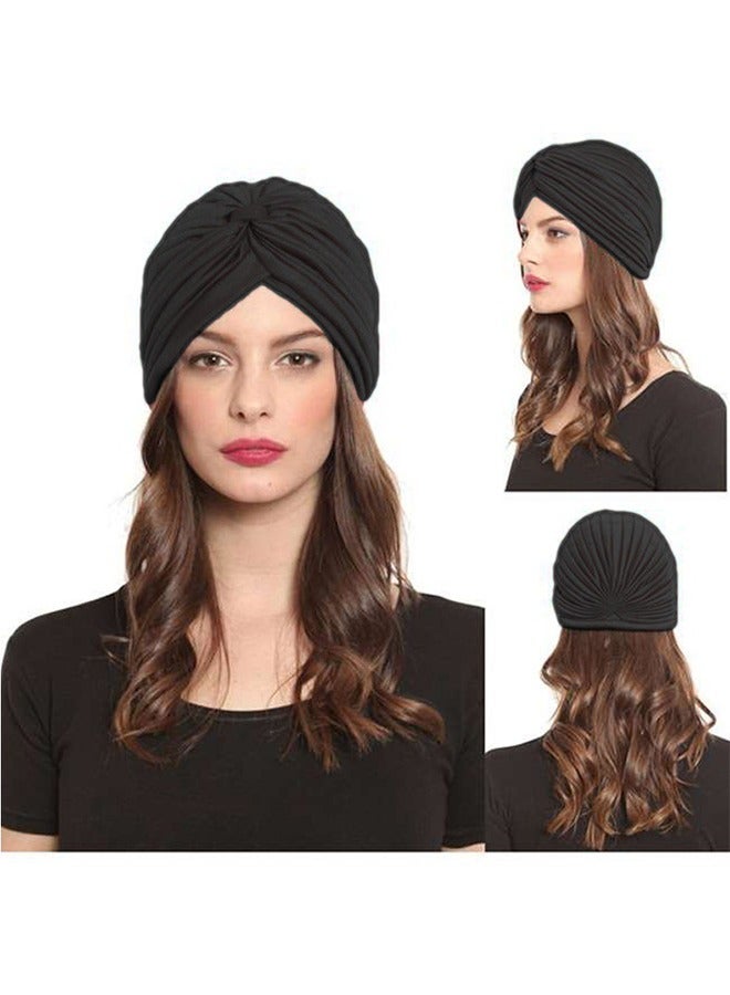 3 Pieces Turbans for Women Soft Turban Head Wrap Pleated Beanie Cap - Image 3