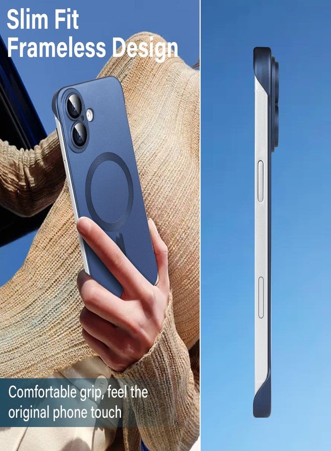 أوميو جراب أوميو المغناطيسي النحيف لهاتف آيفون 16 بلس، متوافق مع ماج سيف، مصنوع من البولي كربونات غير اللامع، تصميم بسيط بدون إطار أو حواف مع واقي لعدسة الكاميرا، مناسب للرجال والنساء، لون أزرق بحري - Image 2