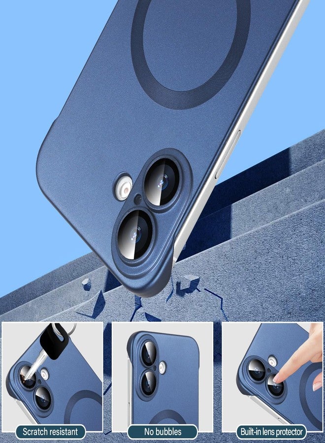 أوميو جراب أوميو المغناطيسي النحيف لهاتف آيفون 16 بلس، متوافق مع ماج سيف، مصنوع من البولي كربونات غير اللامع، تصميم بسيط بدون إطار أو حواف مع واقي لعدسة الكاميرا، مناسب للرجال والنساء، لون أزرق بحري - Image 3