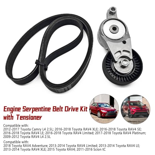 GOLACOD Engine Serpentine Belt Drive Kit with Tensioner Compatible with Toyota Camry 2012-2017, Fit for RAV4 2009-2018, Fit for Scion tC 2011-2016 39106, 49449, 89660, SK39106, 166200V020, 166200V021 - Image 2