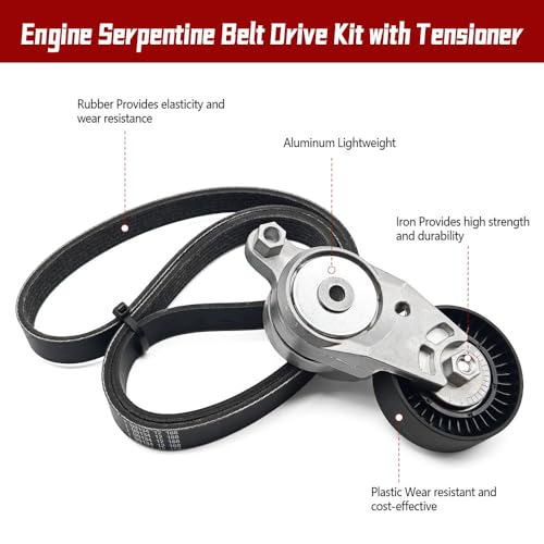 GOLACOD Engine Serpentine Belt Drive Kit with Tensioner Compatible with Toyota Camry 2012-2017, Fit for RAV4 2009-2018, Fit for Scion tC 2011-2016 39106, 49449, 89660, SK39106, 166200V020, 166200V021 - Image 5