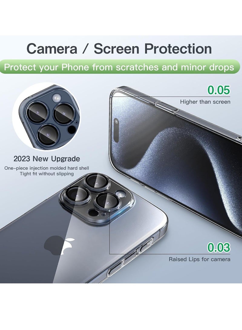 MUNTAQI 3-in-1 Clear Case for iPhone 15 Pro Max – Includes Camera Cover & 2 Tempered Glass Screen Protectors, Slim Shockproof TPU with Military Drop Defense - Image 4