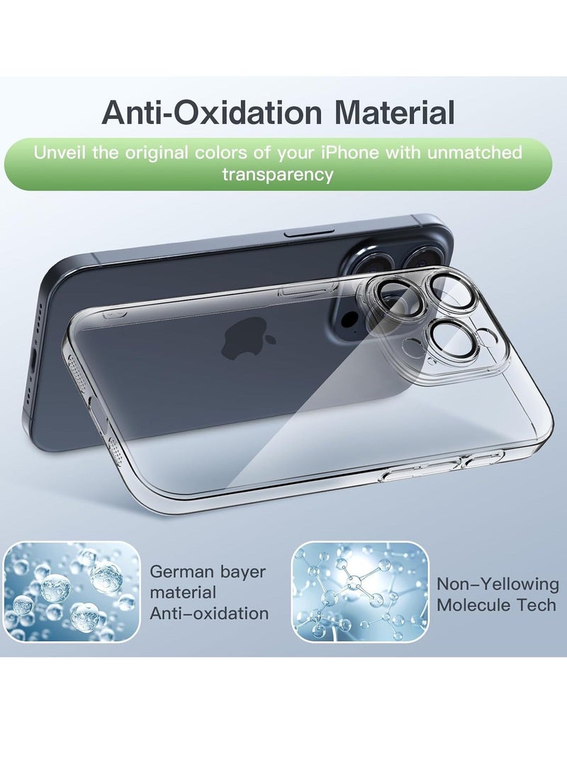 MUNTAQI 3-in-1 Clear Case for iPhone 15 Pro Max – Includes Camera Cover & 2 Tempered Glass Screen Protectors, Slim Shockproof TPU with Military Drop Defense - Image 5