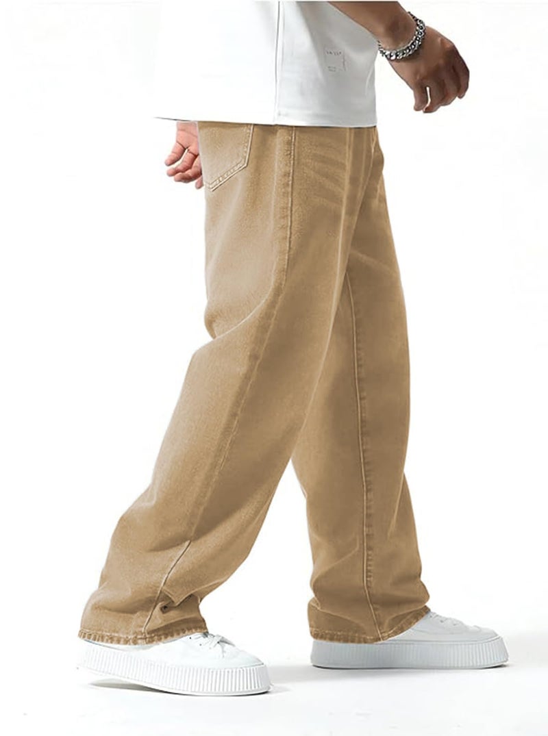 Ben Martin Khaki Men Jeans || Baggy Fit Jean's for Man || Loose Fit High Rise Denim || Stretchable Casual Wear Jean,s || Dance Rap Rapping Style Pant for Men || Denim Cotton Jeans 28 (1) - Image 4