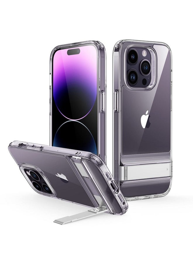 اي اس ار جراب ESR لهاتف iPhone 14 Pro Max مع حامل قابل للتعديل، حماية من السقوط بدرجة عسكرية، 3 أوضاع للحامل، TPU، يدعم الشحن اللاسلكي، جراب خلفي رفيع للغاية من المعدن الحاصل على براءة اختراع، شفاف  - Image 1