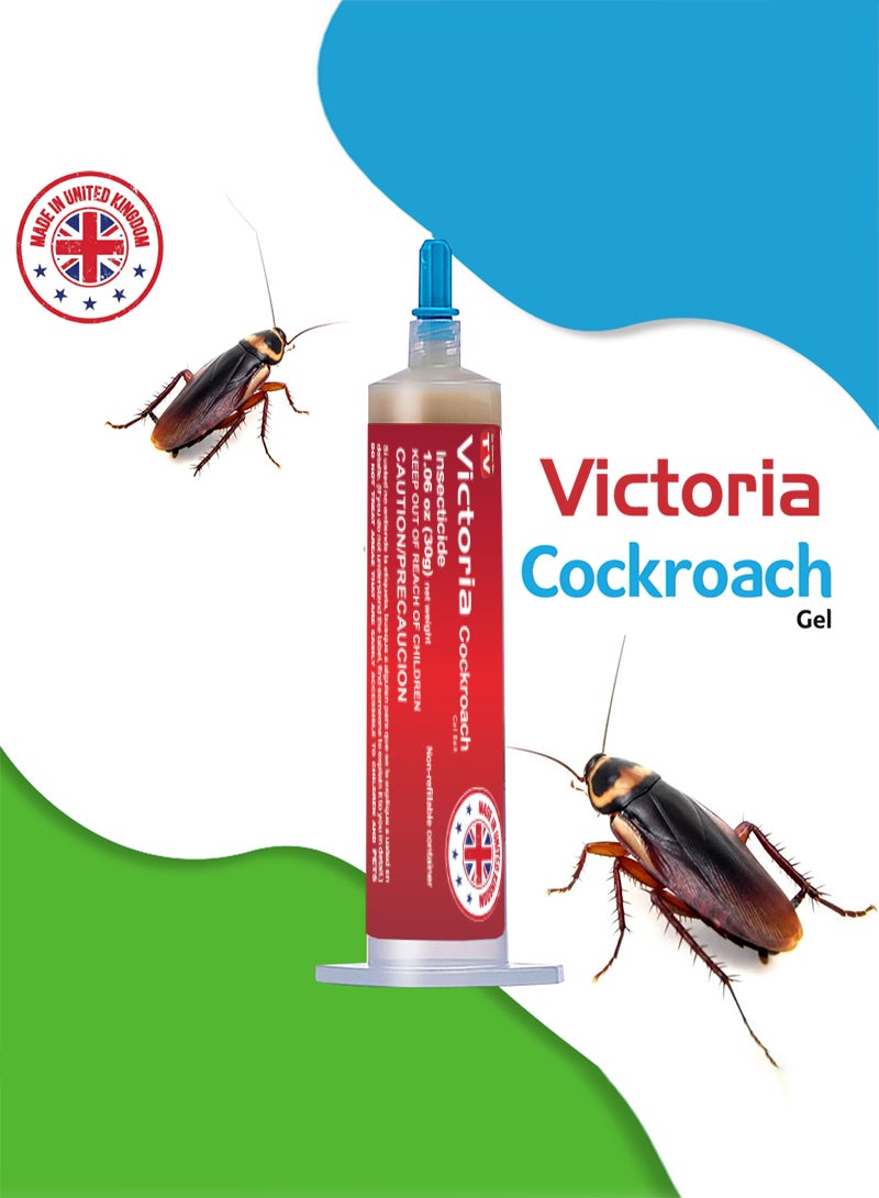 AS SEEN ON TV Victoria Cockroach Gel Bait, 1Tube x 30grams, 1 Plunger and 1 Tips, German Roach Insect Pest Control, Indoor and Outdoor Use, Roach Killer Gel