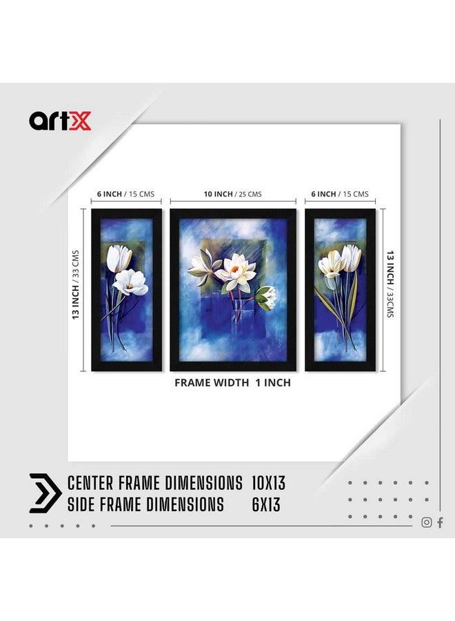 ArtX ArtX Paper Vastu Lotus Flower Wall Art Painting, Multicolor, Floral, 13.0 X 22.0 Inches, Set of 3  - Image 4