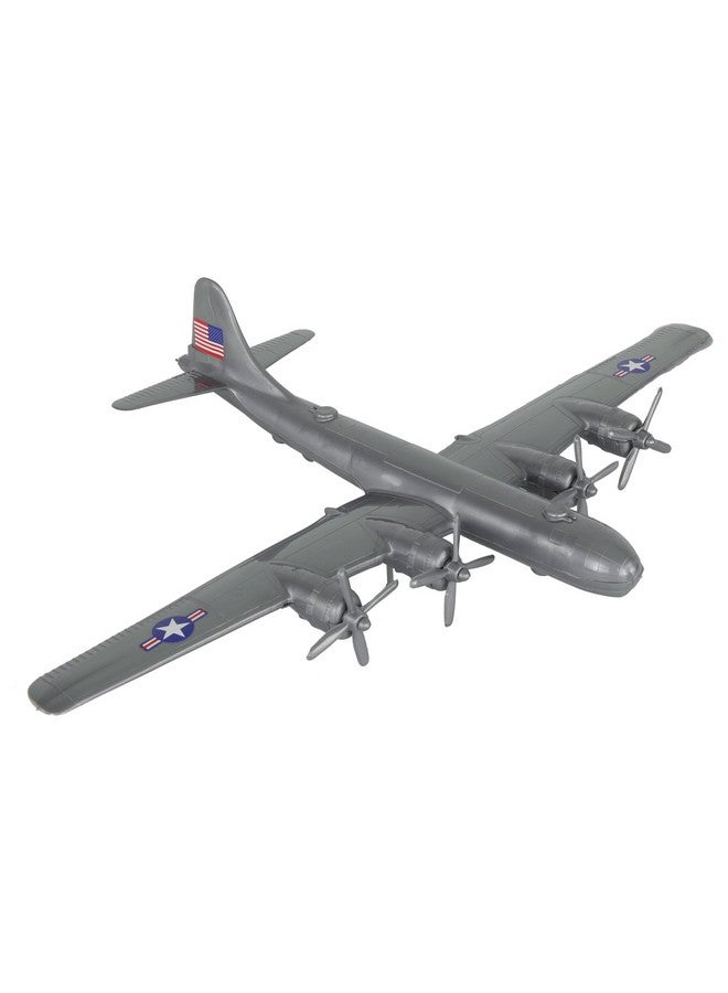Tim Mee Toy TimMee WW2 B-29 Superfortress Bomber Plane - Silver-Gray Plastic Army Men Aircraft - Image 1