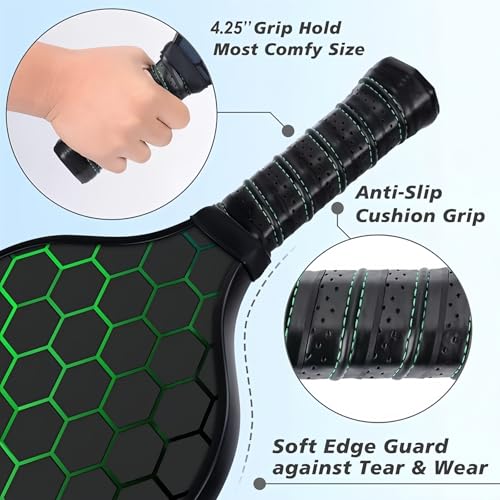 Xfopz Pickleball Paddles Set, Glass Fiber USAPA Approved Pickle Ball Paddle Indoor Outdoor Rackets Pickleballs Racquet Gifts (Honeycomb) - Image 5