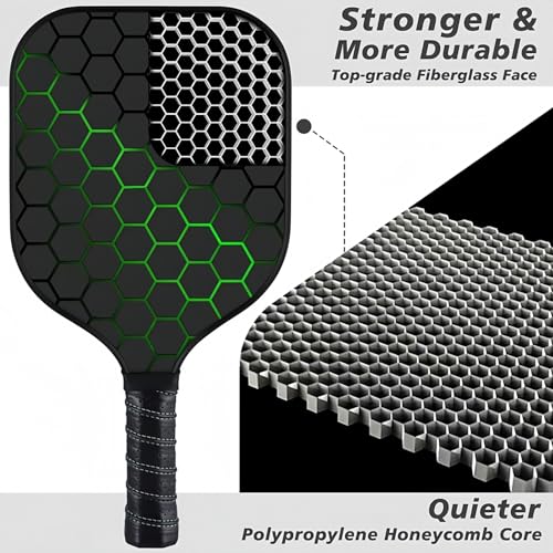 Xfopz Pickleball Paddles Set, Glass Fiber USAPA Approved Pickle Ball Paddle Indoor Outdoor Rackets Pickleballs Racquet Gifts (Honeycomb) - Image 4
