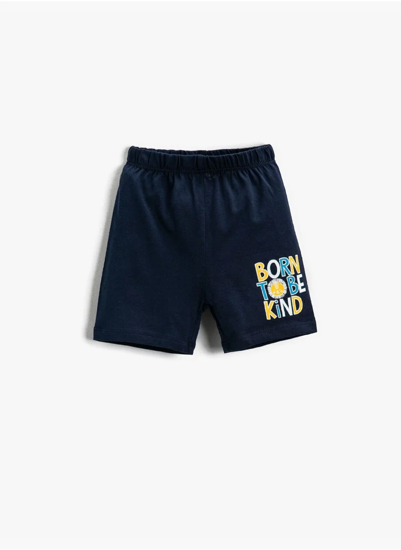 KOTON Slogan Printed Shorts Cotton