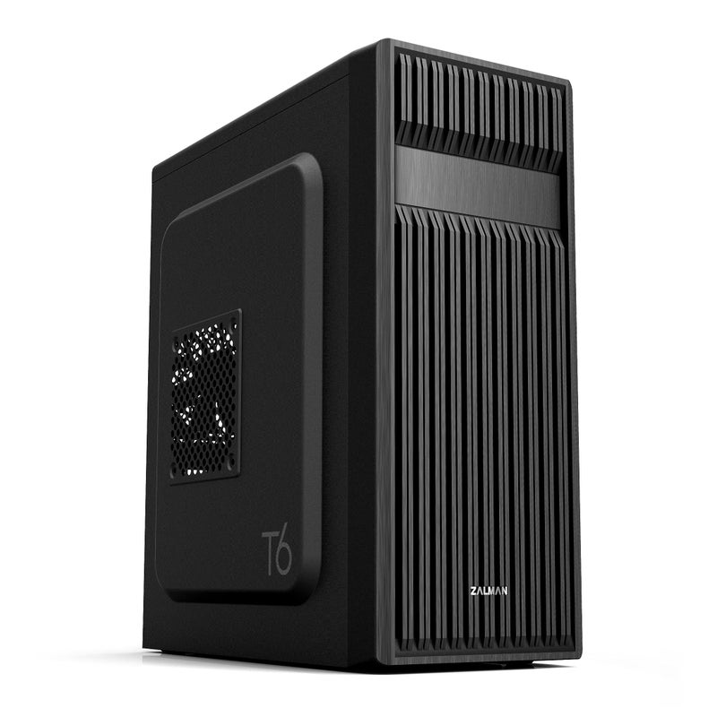 Zalman T6 ATX Mid Tower Computer PC Case, Pre-Installed 120mm Fan, 5.25 ODD, USB 3.0, Patterned Mesh Design, mATX ITX for Gaming Workstation, Black - Image 1