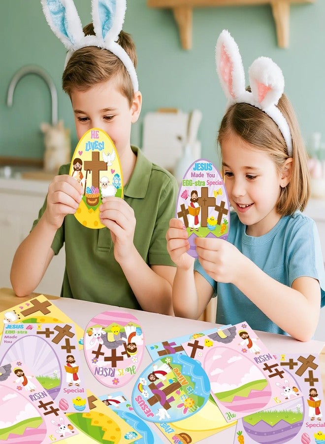 CY2SIDE Christian Easter Make an Easter Egg Sticker Sheets - 36PCS 9.8Inch Big Size Jesus is Risen Scene Stickers Kit for Kid Religious Sunday School Classroom Crafts & Toddler Preschool Party Favor - Image 4