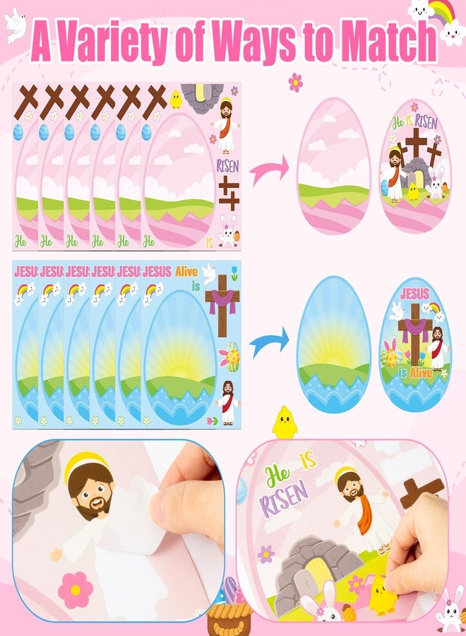 CY2SIDE Christian Easter Make an Easter Egg Sticker Sheets - 36PCS 9.8Inch Big Size Jesus is Risen Scene Stickers Kit for Kid Religious Sunday School Classroom Crafts & Toddler Preschool Party Favor - Image 3