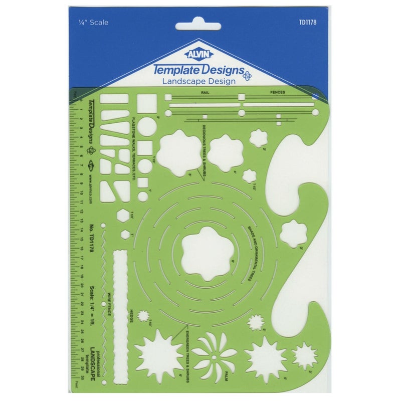 ALVIN, TD1178, Landscape Design Template, Drawing and Drafting Tool for Artists, Architects, Design and Drafting, 7 x 8.25 x .030 Inches - Image 1