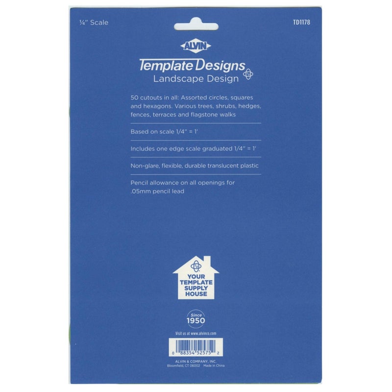 ALVIN, TD1178, Landscape Design Template, Drawing and Drafting Tool for Artists, Architects, Design and Drafting, 7 x 8.25 x .030 Inches - Image 2