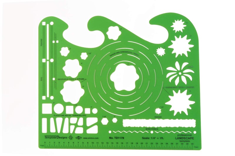 ALVIN, TD1178, Landscape Design Template, Drawing and Drafting Tool for Artists, Architects, Design and Drafting, 7 x 8.25 x .030 Inches - Image 3