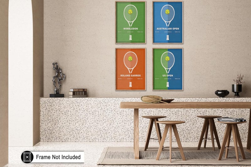 4-Piece Sports Poster - Tennis Print - Tennis Racket Art - Sport Tournament Art - Grand Slam Art - US Open Art - Australian Open Art - Gym or Office Wall Decor - 8x10 UNFRAMED Wall Art - Image 5
