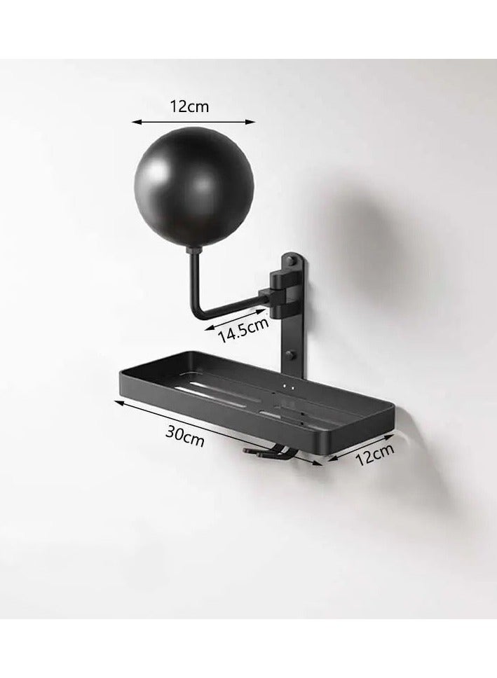 Wall-mounted motorcycle helmet rack is suitable for a variety of helmet brackets, no punching display rack, hat storage single ball belt rack (black) - Image 3
