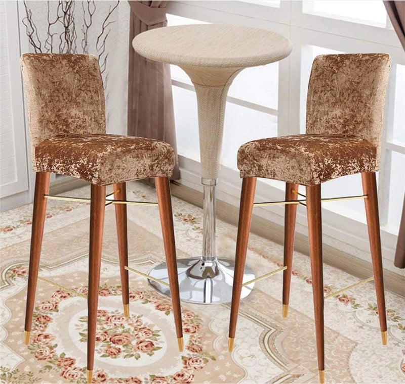 LINGKY Crushed Velvet Bar Chair Covers - Set of 2 - Image 5