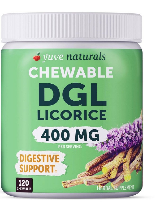Yuve Chewable Ultra-Pure DGL Licorice Tablets 4000 mg - Stomach, Gut & Intestinal Relief - Natural Acid Reflux Formula - 10:1 Deglycyrrhizinated Licorice Root Extract - 120 Chewables - Image 1