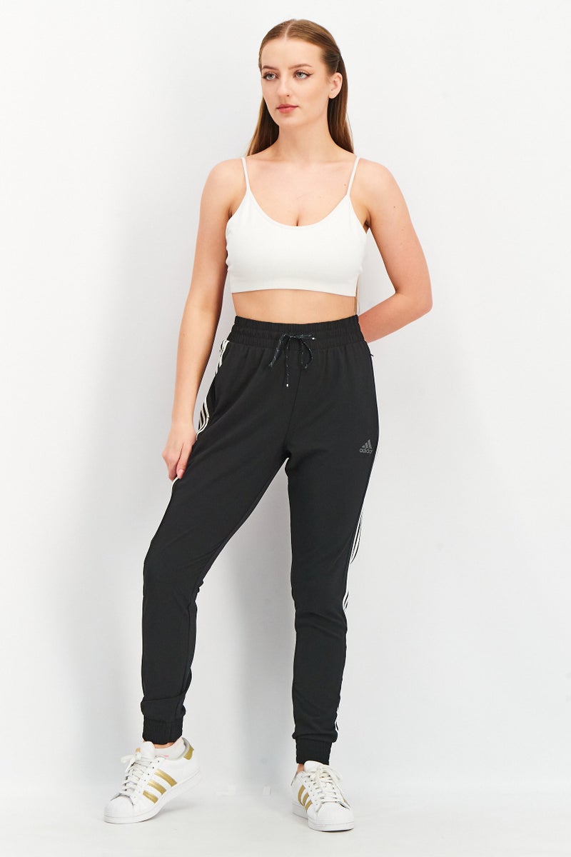 Adidas Women Sportswear Fit 3 Stripe Training  Track Pants, Black/White - Image 3