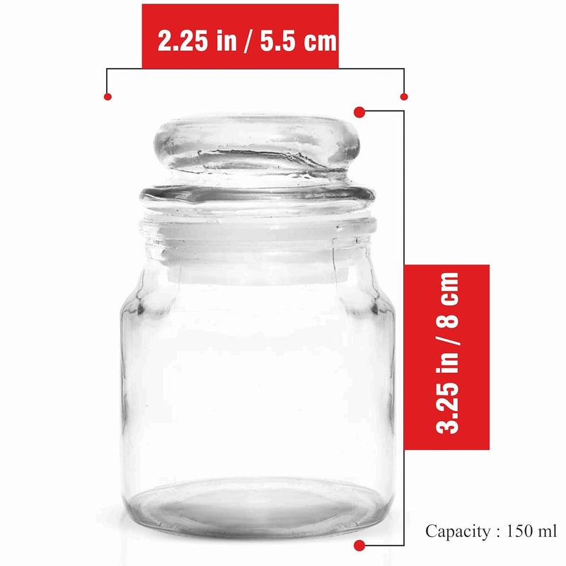 Pure Source India Spice Jar, Glass Container, With Air Tight Lid, Set of 6 Pcs - Transparent - Image 2