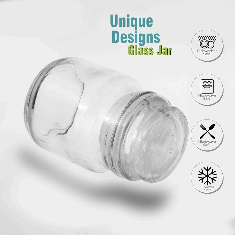 Pure Source India Spice Jar, Glass Container, With Air Tight Lid, Set of 6 Pcs - Transparent - Image 4