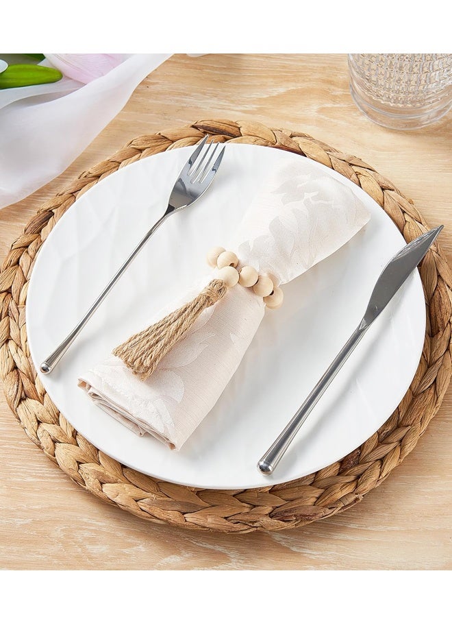 6PCS Wooden Bead Napkin Rings for Table Decor, Easter Farmhouse Napkins Rings for Boho Table Decor,Wedding, Holiday Dinner Party - Image 3