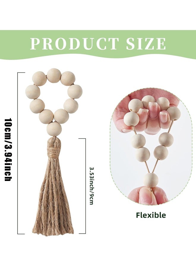 6PCS Wooden Bead Napkin Rings for Table Decor, Easter Farmhouse Napkins Rings for Boho Table Decor,Wedding, Holiday Dinner Party - Image 2