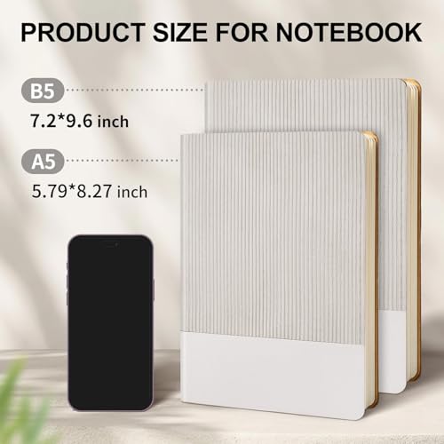 TSFPapier Lined Journal Notebook for Work College Ruled Note Book 5.79"x8.27" A5 PU Leather Daily Journaling 216 Pages for Women Men Writing Home School Supplies Business (Grey) - Image 2