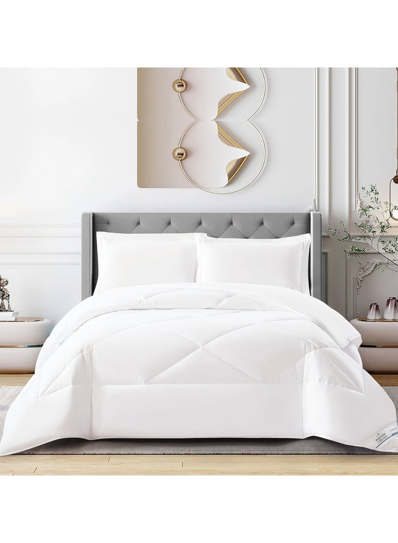 Donetella Bedding Comforter Set, King Size Fits 260x240 cm - 3-Pcs Solid Quilted Bed Set, Microfiber Fabric - 1 Comforter And 2 Pillow Shams  - Image 1