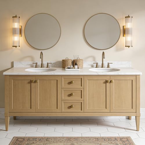 WallBeyond Round Wood Mirror 24" Circle Wall Mirror for Bathroom Round Wall Mirror for Wall Decor, Vanity, Entryway Living Room, Honey - Image 4