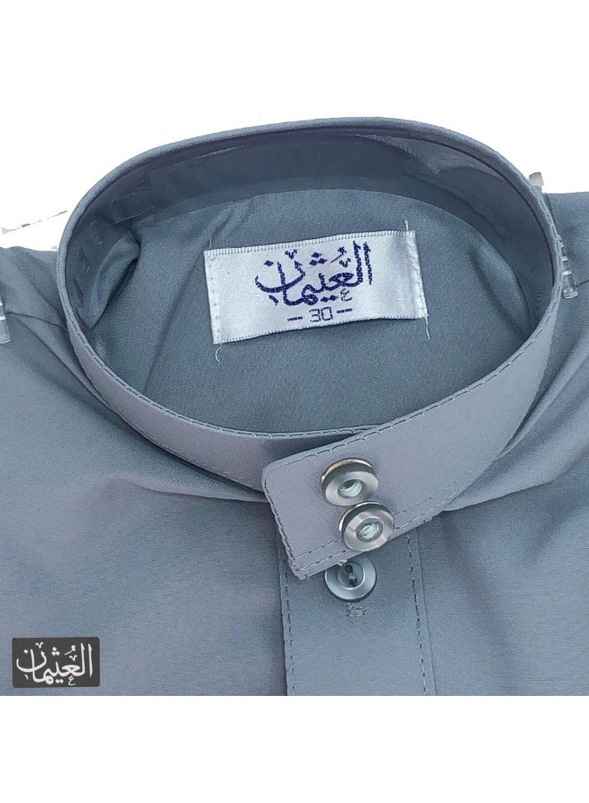 العثيمان الثوب العربي التقليدي للأولاد – كندورة سعودية / جوبا / ثوب طويل الأكمام للأطفال  - Image 4
