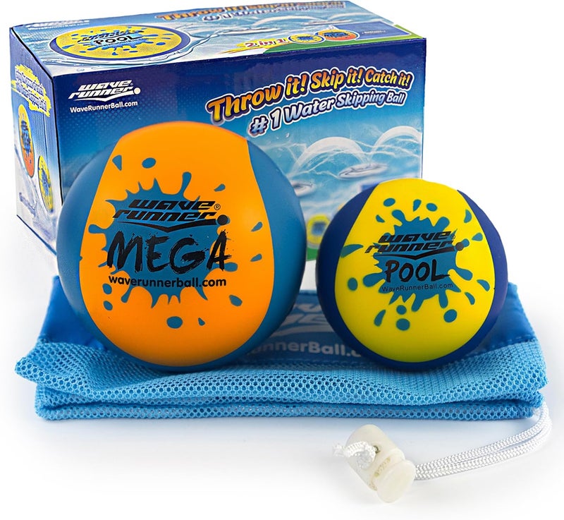 Wave Runner Soft Foam Water Pack Bundle Speed Duo Set Water Bouncing Grip Balls Great Summer Toy Beach Swimming Pool River Lake - Image 1