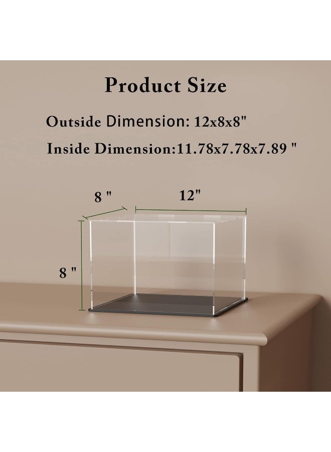 TPGP 12X8X8 Inch Clear Acrylic Display Case, Rectangle Acrylic Box For Model Car Showcase, Plexiglass Case With Matt Black Stand For Toys - Image 5