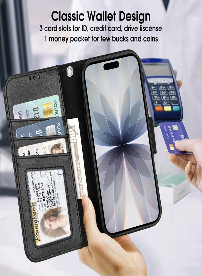 Arae Compatible with iPhone 17 Case Wallet with Card Holder, Wristlet Strap Wallet Flip Cover for iPhone 17 6.3 inch Men/Women, RFID Blocking, Kickstand, Black - Image 5