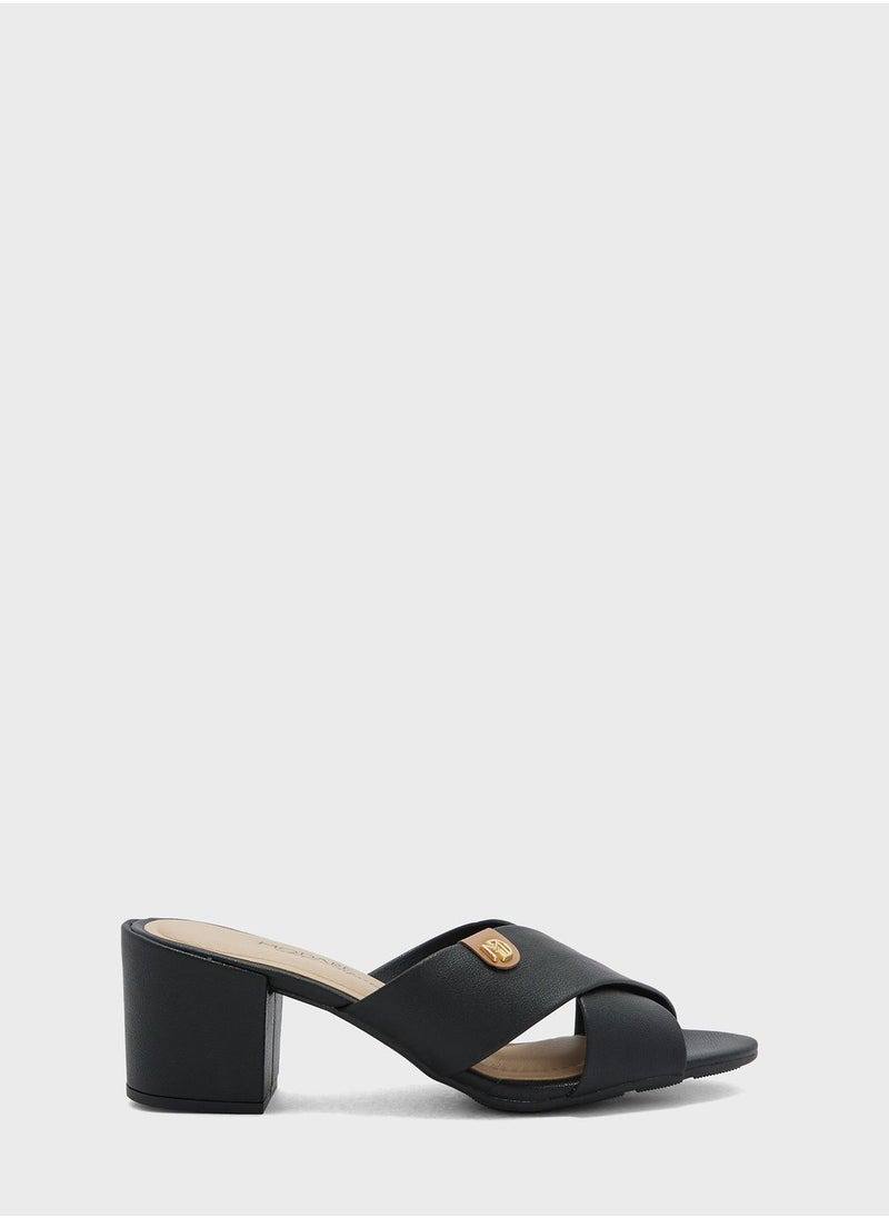 MODARE - Cross Strap Mid Heel Sandals - Image 1