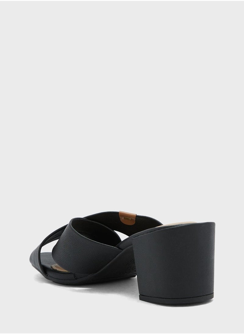MODARE - Cross Strap Mid Heel Sandals - Image 1