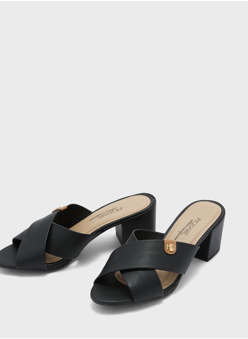 MODARE - Cross Strap Mid Heel Sandals - Image 1